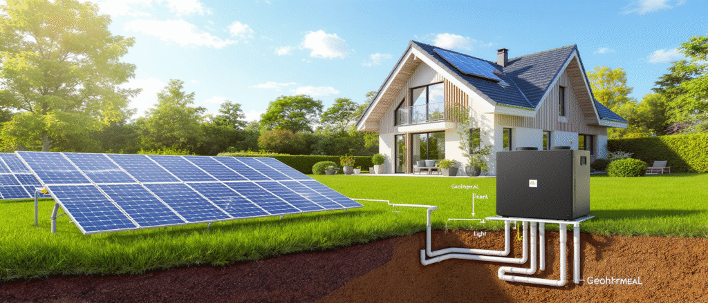 découvrez comment combiner géothermie et panneaux solaires pour optimiser votre production d'énergie renouvelable et réduire vos factures d'électricité.