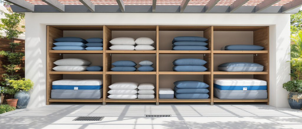 découvrez nos conseils pratiques pour bien stocker vos matelas et coussins d’extérieur et prolonger leur durée de vie, en les protégeant des intempéries et de l’humidité.