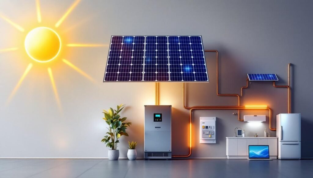 découvrez notre guide complet sur le schéma de la chaîne énergétique d'un panneau photovoltaïque, expliquant chaque étape de la conversion d'énergie solaire en électricité efficace.