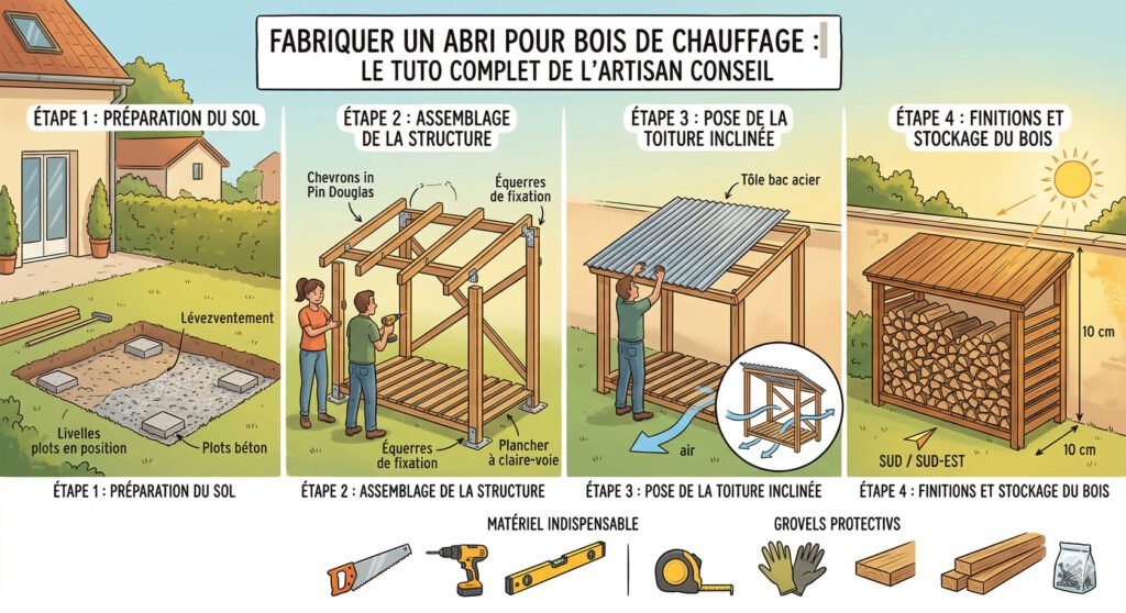 Fabriquer un abri pour bois de chauffage : notre tuto !