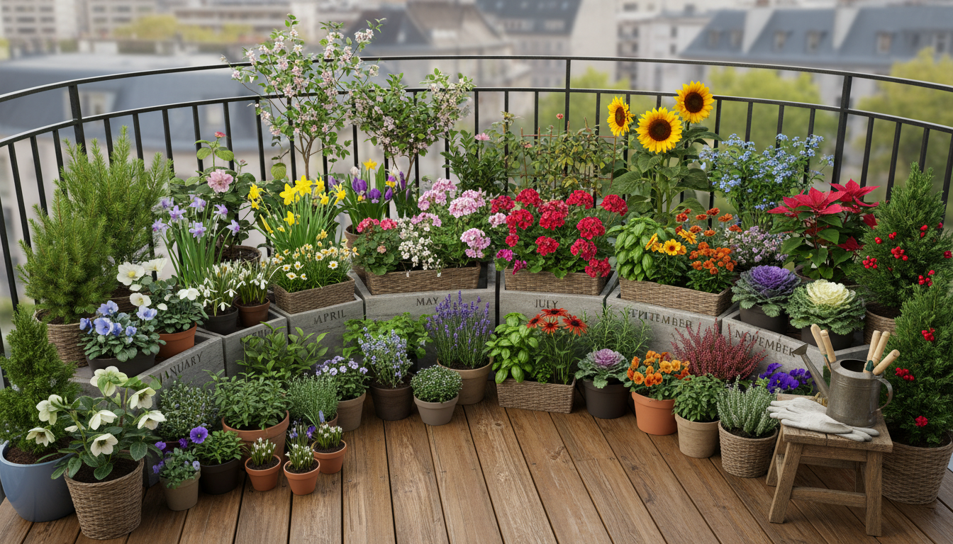 découvrez quels légumes, fleurs et plantes choisir pour votre balcon en fonction des mois de l'année afin d'optimiser votre jardinage en espace réduit.